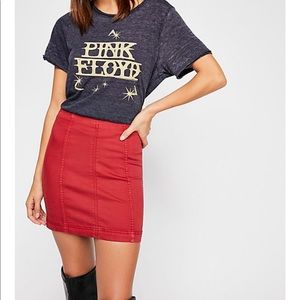 Brand New Free People Femme Red Denim Mini Skirt